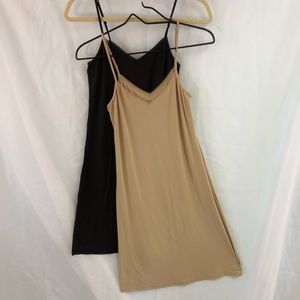 2 Calvin Klein Perfectly Fit knee chemise tan & black size Medium